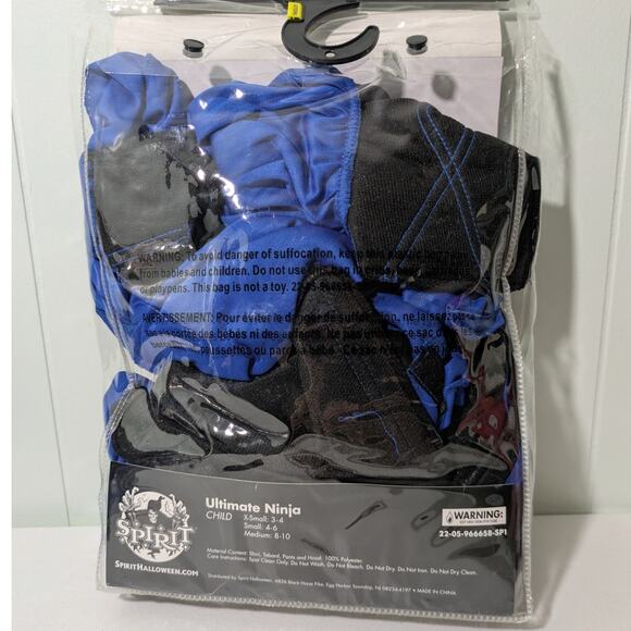 Spirit Halloween Blue Ninja Childs Halloween Costume Size Medium‎ 8-10 New - Picture 2 of 2